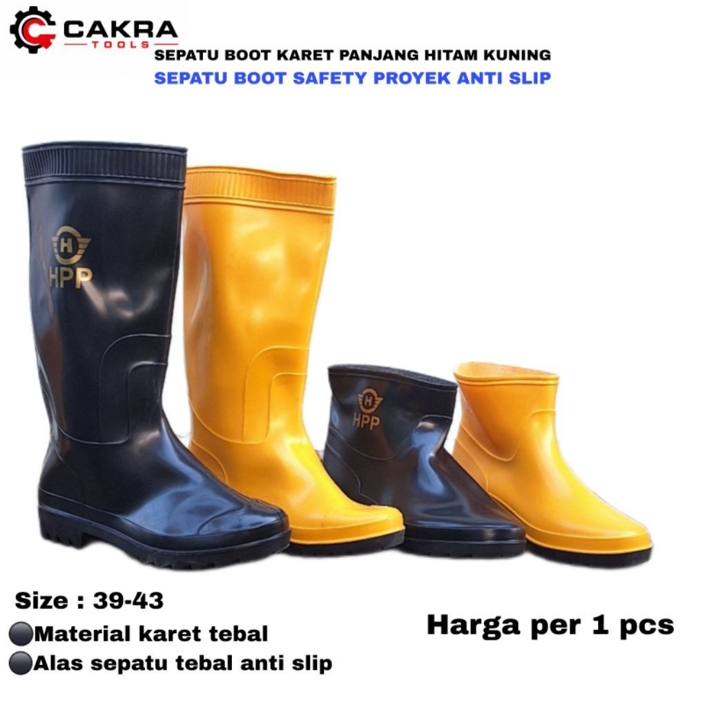 [PANJANG PENDEK] SEPATU BOOT KARET PANJANG PENDEK ANTI SLIP SEPATU SAFETY PROYEK PRIA