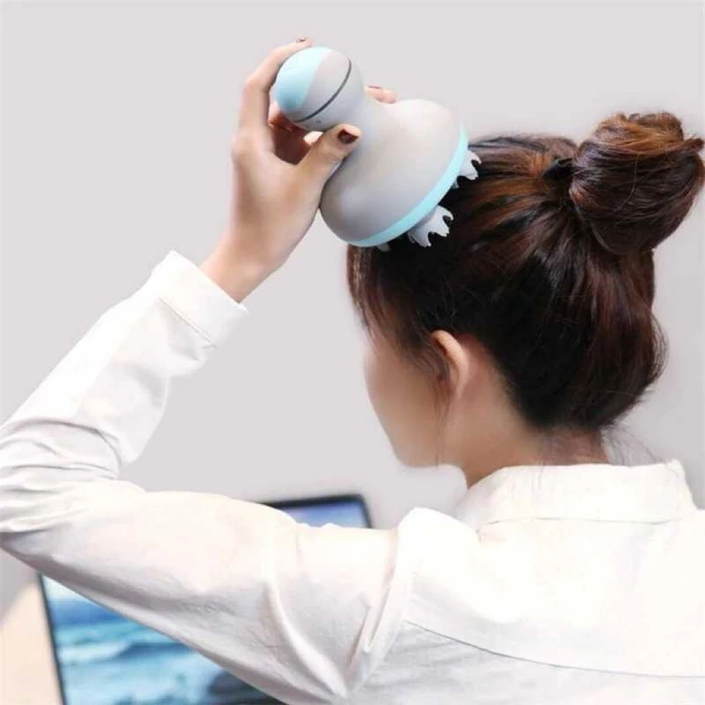 Alat Pijat Kepala Elektrik Scalp Massager 2 Kecepatan 4 Roda Untuk Relaksasi Kulit Kepala - foto 1