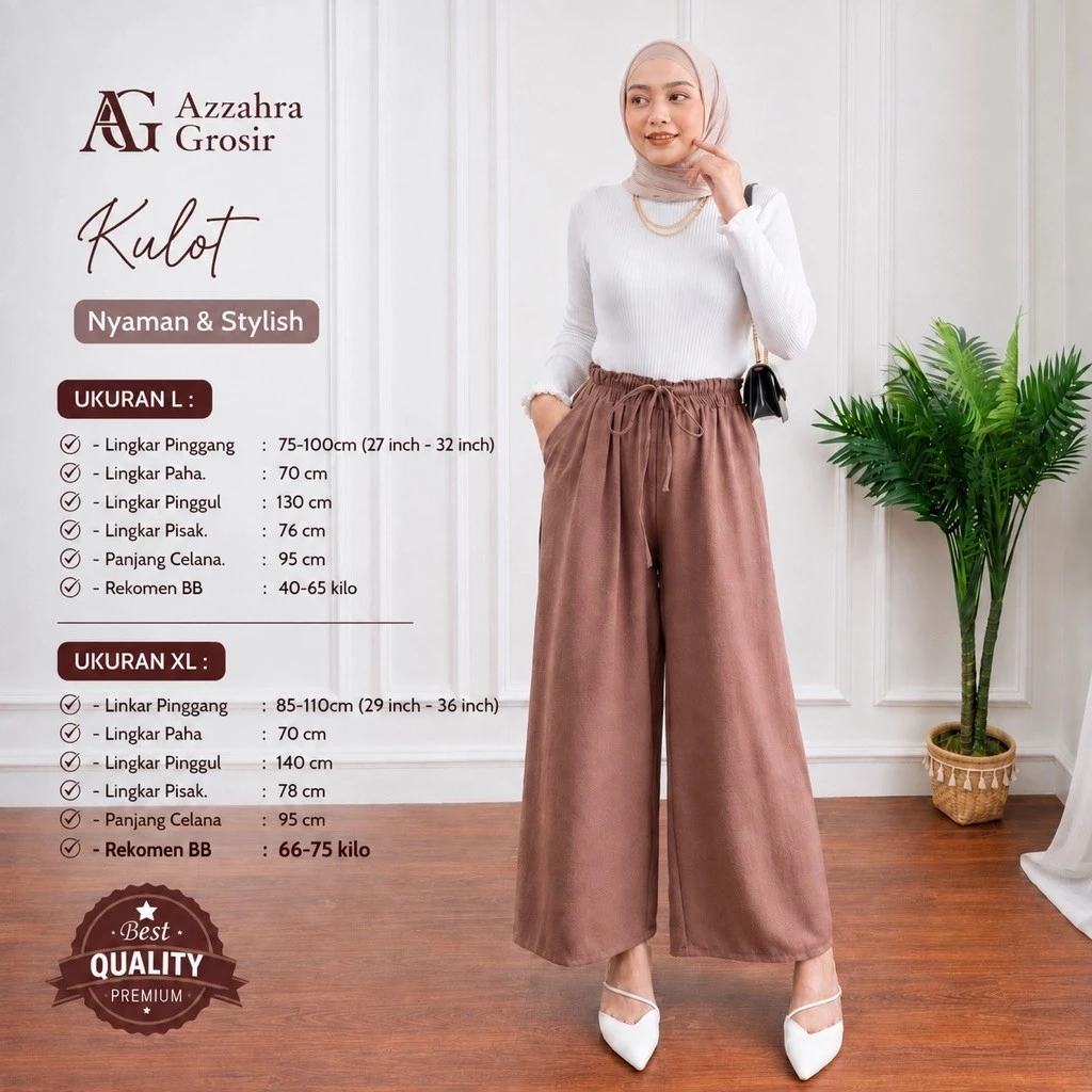 AM - Celana Kulot Wanita Highwaist Loose Pant Kulot Crinkle Airflow