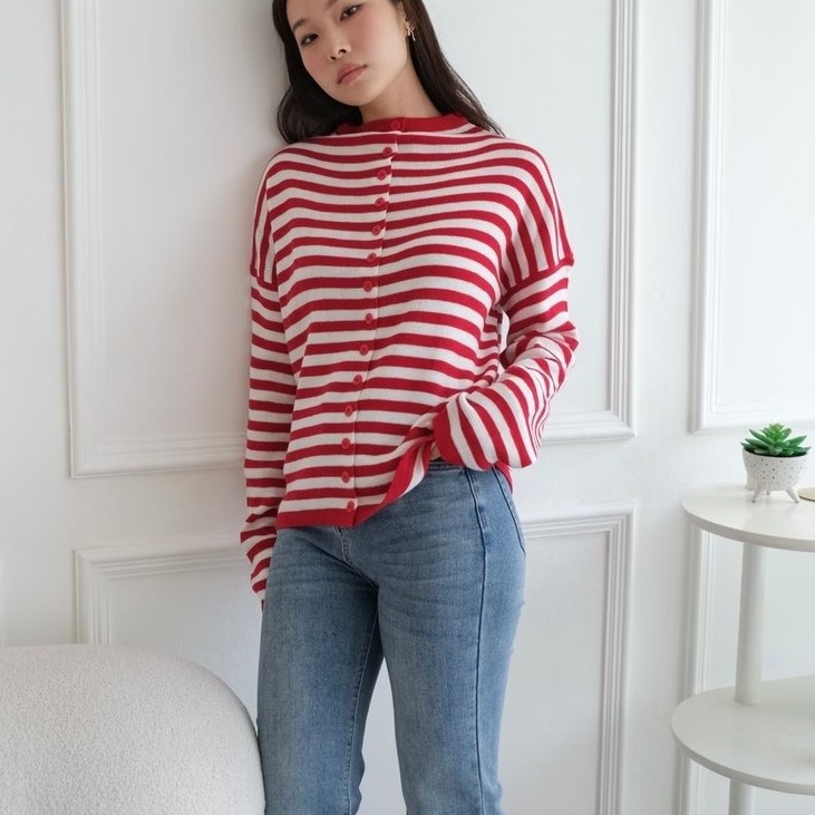The Nicte House | RAITA CARDIGAN - Cardigan Motif Garis Premium - Cardigan Striped Nyaman | Shopee Indonesia