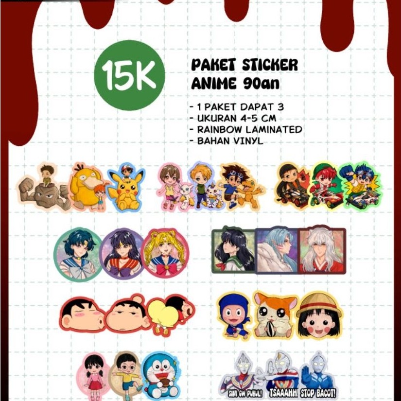 Jual Sticker Anime 90an jadul Indosiar dan RCTI, doraemon, shincan ...