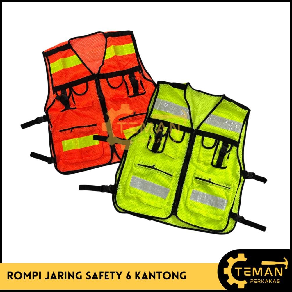 Jual Rompi Jaring Proyek 6 Kantong Rompi Safety Proyek Tambang Rompi ...
