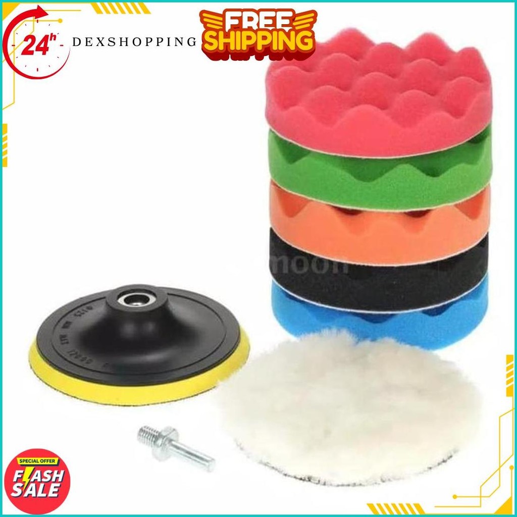 Jual Alat Poles Polisher 5 Inch Sponge Spon Wool Pad Velcro 7 Pcs Bisa ...