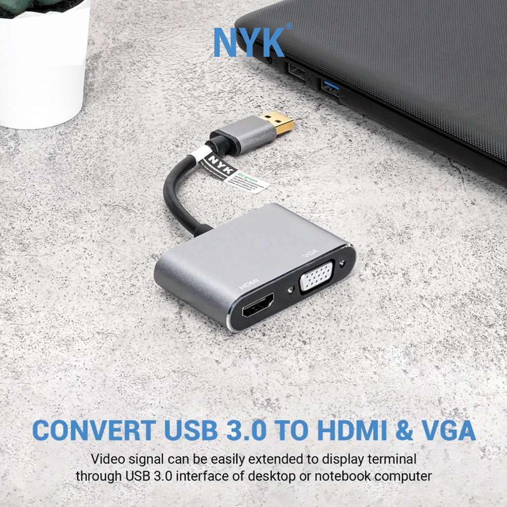 NYK Converter USB HUB 3.0 TO VGA HDMl 2 in 1 Super Speed COD HUB bergaransi Docking Station Data transfer Mobile phone macbook android iphone ipad tab (6)