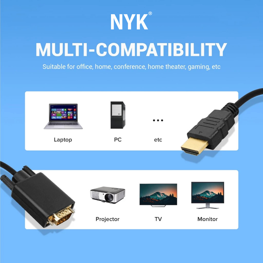 NYK Kabel HDMI Male to VGA Male 1.8 Meter COD (3)