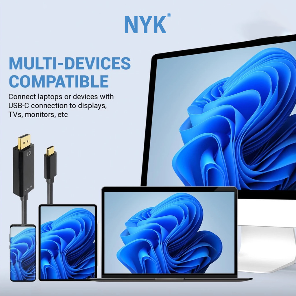 NYK Kabel Type C to Display Port Cable Gold Plate 4K COD (3)