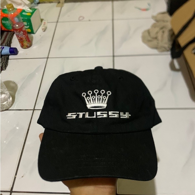 Jual STUSSY 93 Slick Crown Low Pro Cap Baru Hitam Adjustable Strap
