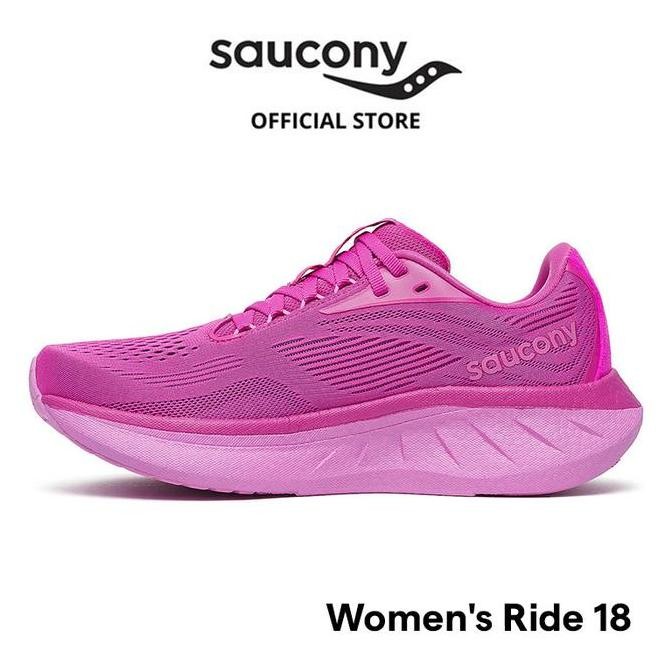 Jual Sepatu Lari Wanita Saucony Shoes Ride 18 Women - Fuchsia / Tulip ...