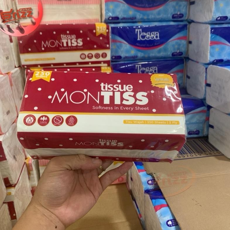 Jual Montiss Facial Tissue Tisue Tisu 250 Sheets [ 1 Pack ] Ready ...