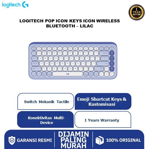 Jual Logitech Pop Icon Keys Icon Wireless Bluetooth - Lilac | Shopee ...