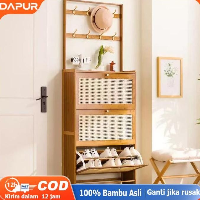 Jual [DH]Lemari Sepatu Rak Sepatu Serbaguna Rak Sepatu Lipat bambu ...