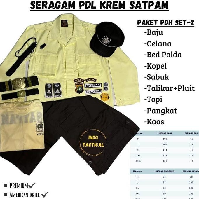 Jual BAJU SERAGAM SECURITY CREAM PDL PDH SATPAM CREAM 2025, SETELAN ...
