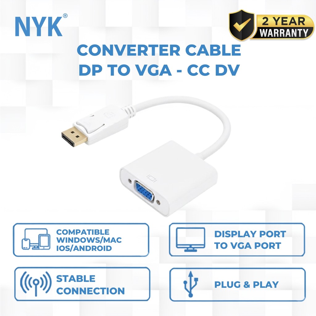 NYK Converter Cable DP to VGA Kabel Display Port COD
