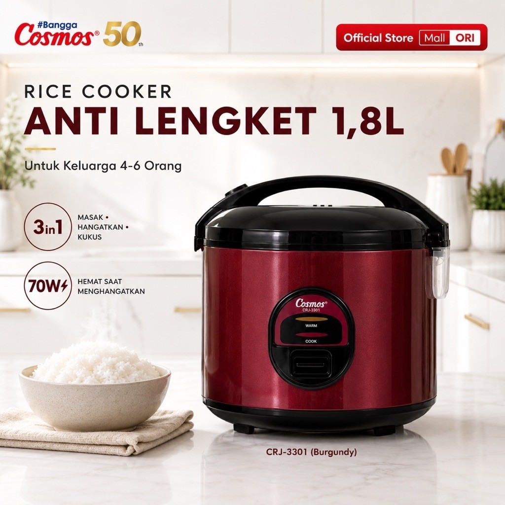 Cosmos Rice Cooker Anti Lengket CRJ-3301 - 1.8L