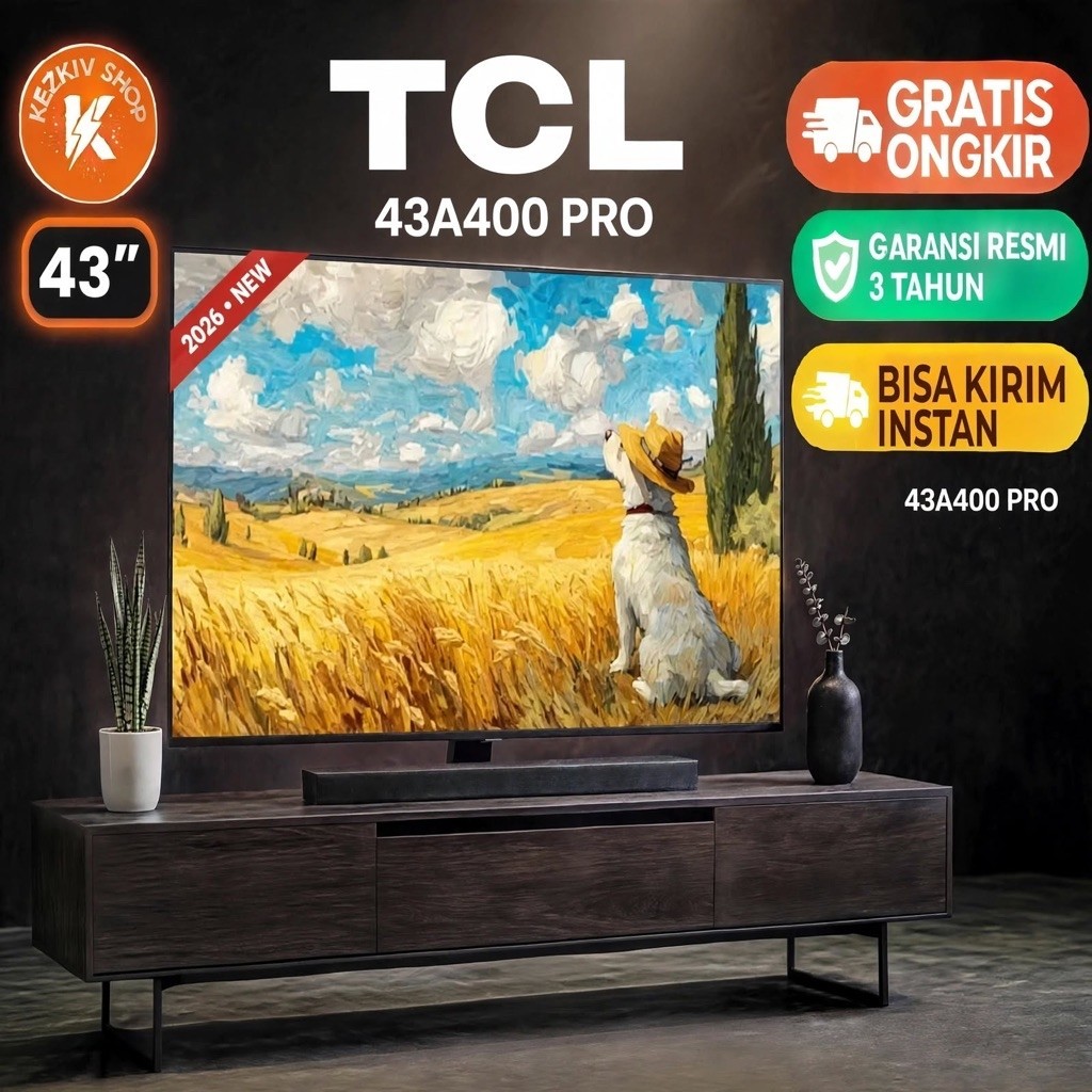 Jual TCL 43A400 PRO QLED 4K GOOGLE TV HDR10+ 43 INCH 2026 SERIES