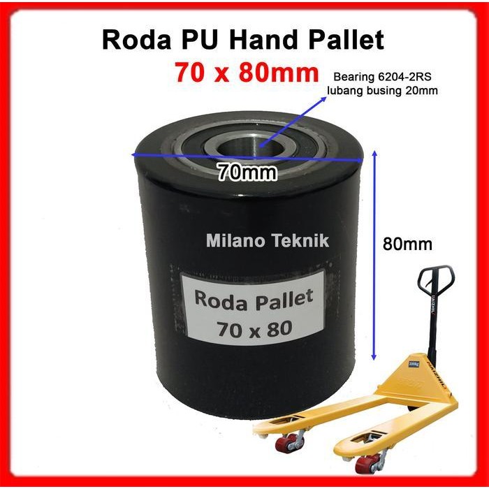 Jual Roda hand pallet PU 70x80 mm + Doubel bearing handpallet / hand ...