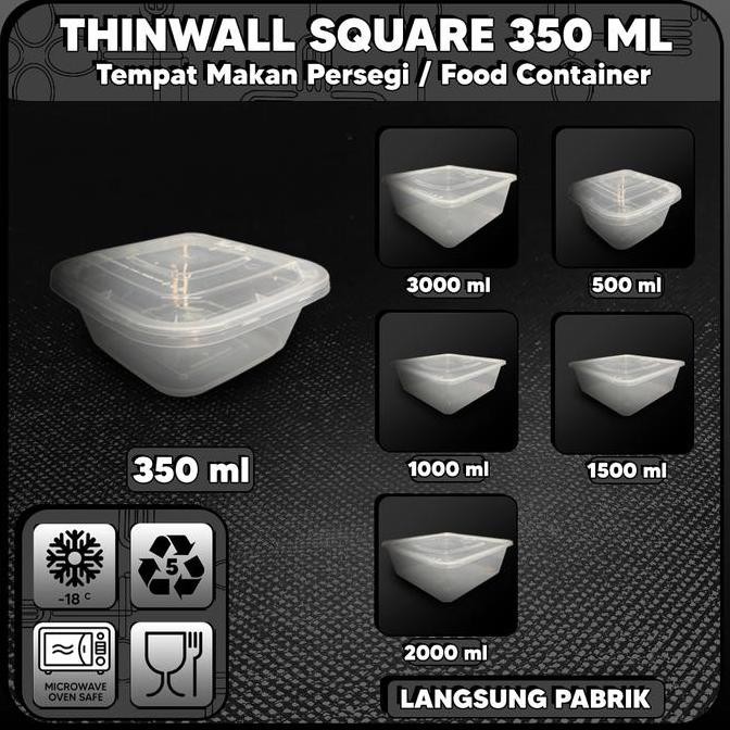 Jual Thinwall Container Persegi 350 ml | Shopee Indonesia