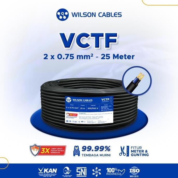 Jual Wilson Cables - Kabel Vctf 2X0.75 Mm 25 Meter Black | Shopee Indonesia