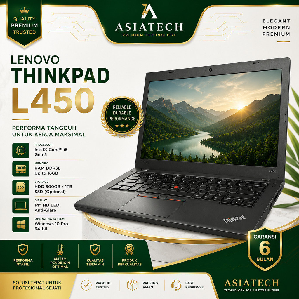 Jual Laptop Lenovo ThinkPad L450 Core i5 Ram 8Gb SSD 256Gb MULUSS ...