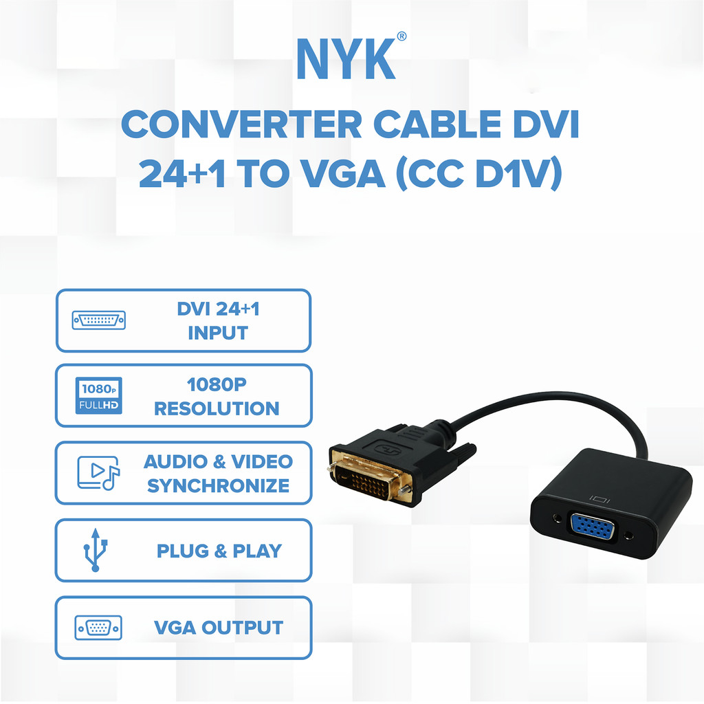 NYK Converter Kabel DVI 24 + 1 to Port VGA COD (6)