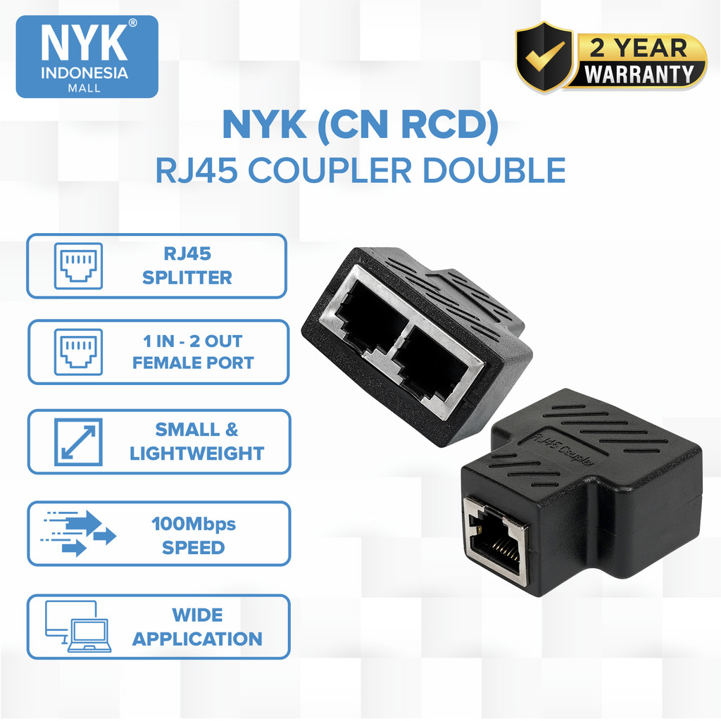 NYK Barel DOUBLE RJ45 METAL COUPLER FEMALE RJ45 LAN 1 KE 2 COD (2)
