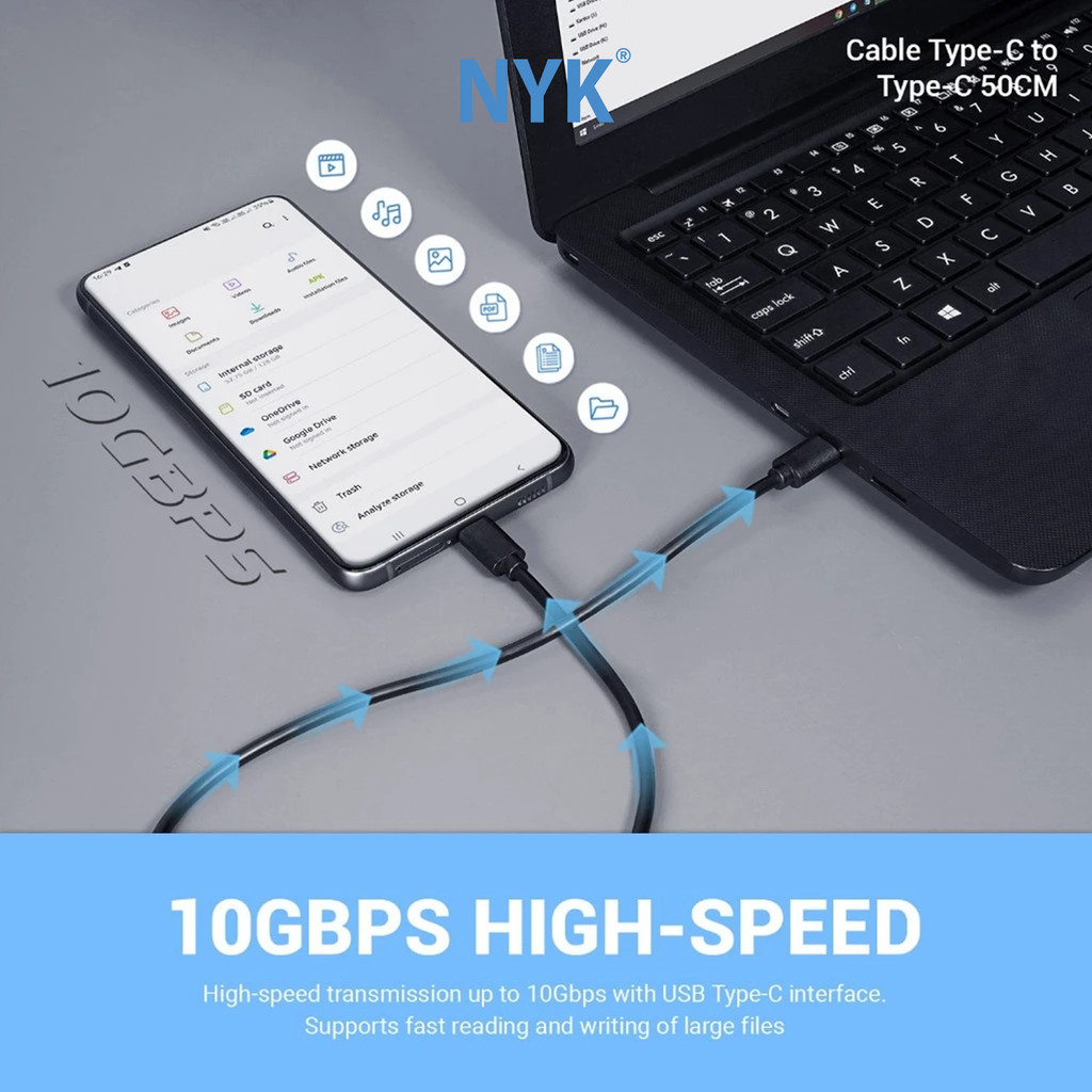NYK Kabel Type C to Type C Multi Device Support Charging 50 Cm COD (4)