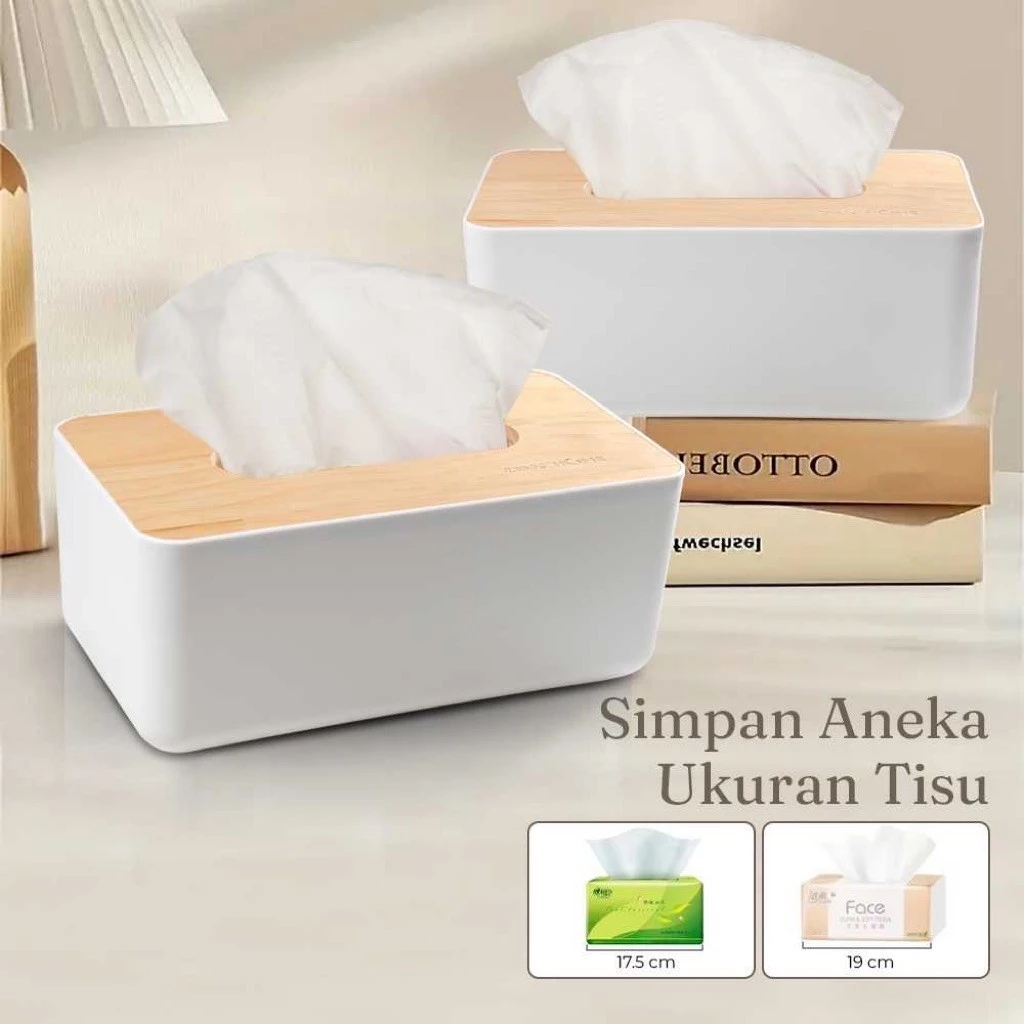Tempat Tisu Kayu Minimalis Kotak Tissue Box 1 Slot Penyimpanan Tisu Rapi untuk Meja Ruang Tamu - foto 1