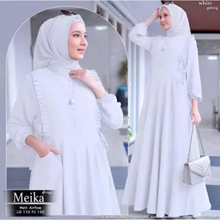 Gamis Crinkle Airflow Premium Putih Rempel 2026