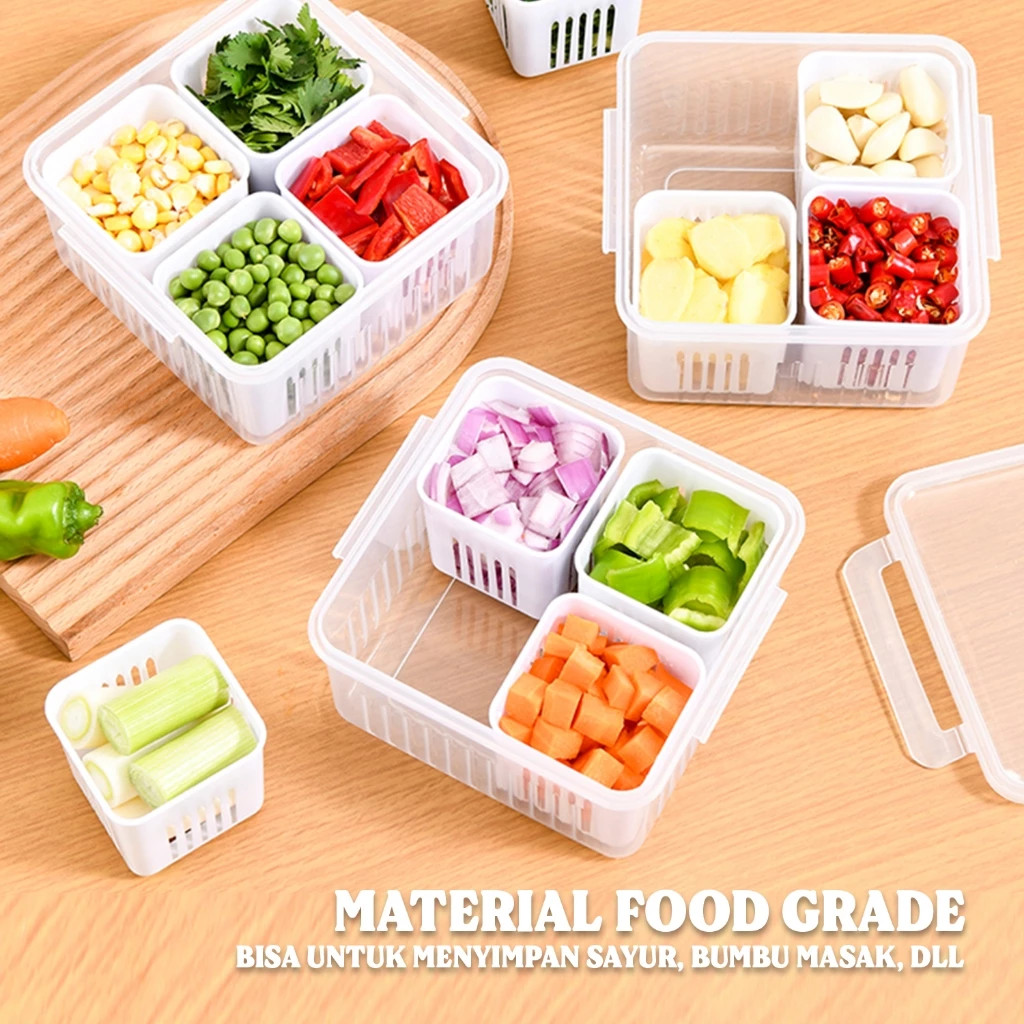 Jual Wadah Penyimpanan Sayur Buah Makanan Dengan Saringan L13 Food ...