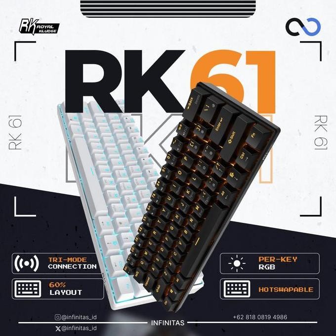 Jual Royal Kludge RK61 / RK-61 Hotswap Mechanical Keyboard | Shopee ...