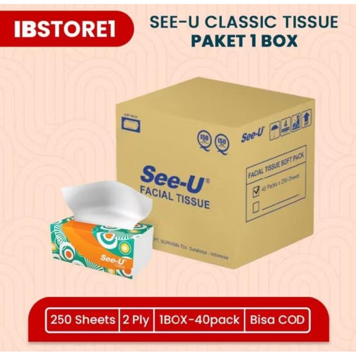Jual (1 Karton isi 40 pcs) SEE-U Facial Tissue 250 sheet 2ply Tisu ...