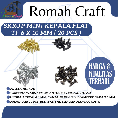 Jual Skrup mini kepala flat TF 6 x 10 mm ( 20 pcs ) P.S310 Screw Sekrup ...