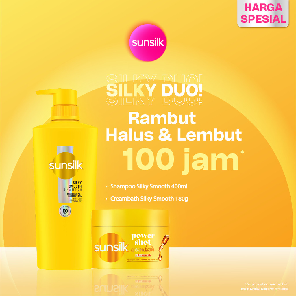 Jual [SILKY DUO] Sunsilk Shampoo Silky Smooth 400ml + Sunsilk Creambath ...