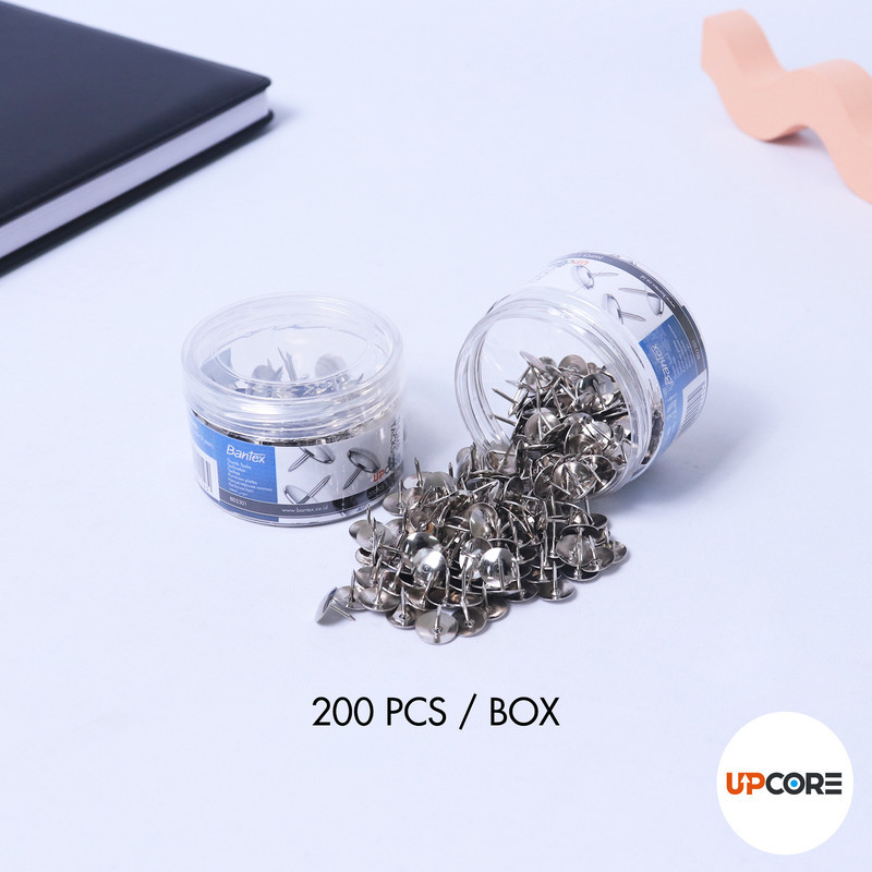 Bantex Paku Pines / Paku Payung / Thumb Tack 23 mm Warna Silver Isi 200 Pcs (2)