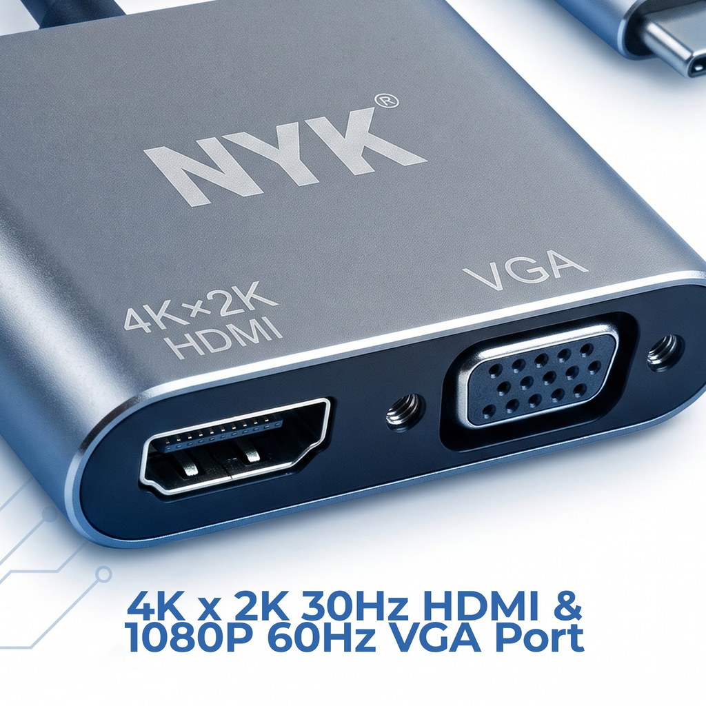 NYK Converter TYPE C to Hdmi VGA 2 in 1 Smartphone Macbook windows laptop android ios COD (4)