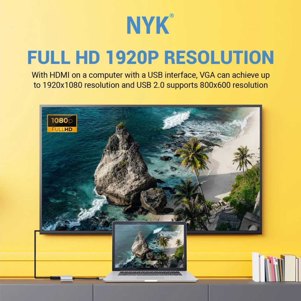 NYK Converter USB HUB 3.0 TO VGA HDMl 2 in 1 Super Speed COD HUB bergaransi Docking Station Data transfer Mobile phone macbook android iphone ipad tab (5)