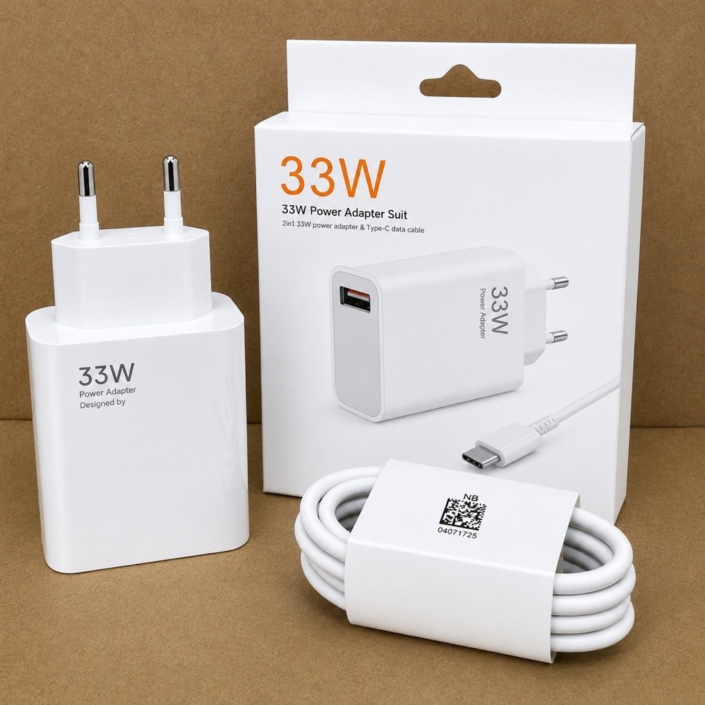Charger Casan 33W 3A Fast Charging Turbo Kompatibel Dengan Xiaomi Micro USB Type C Adapter Cable 1Set