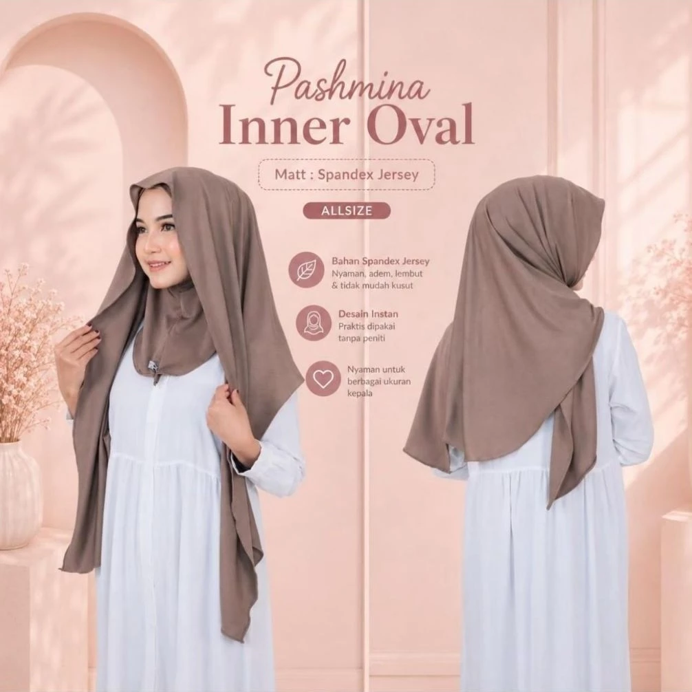 Pashmina Instan Spandek Jersey Menutup Leher