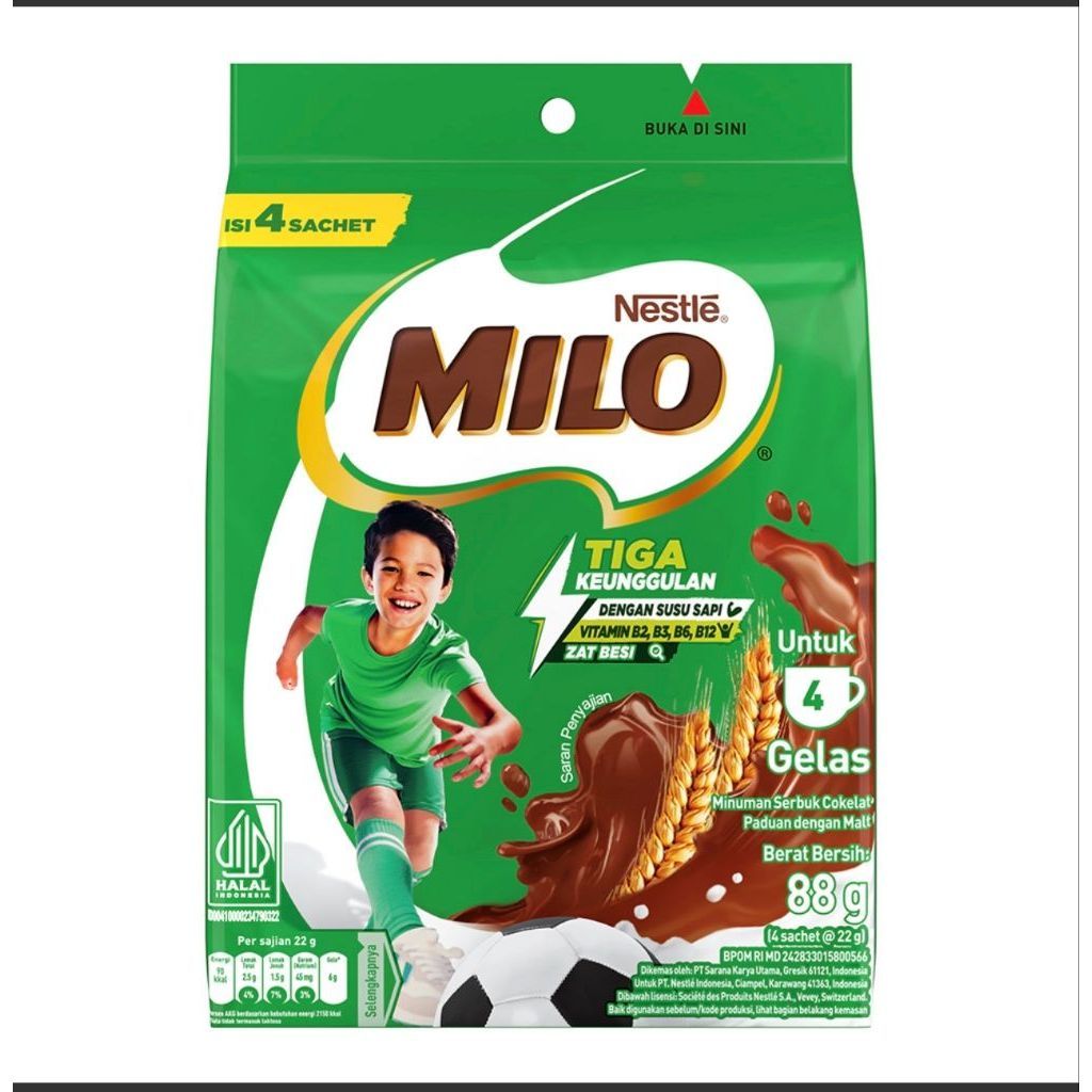 Jual Milo Activ Go Susu Bubuk Cokelat Instan Sac 4x22g | Shopee Indonesia