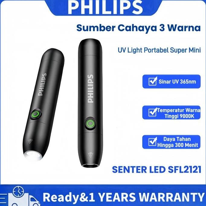 Jual Philips Senter LED SFL2121 3 Warna Unik Sinar UV 365nm 9000K untuk ...