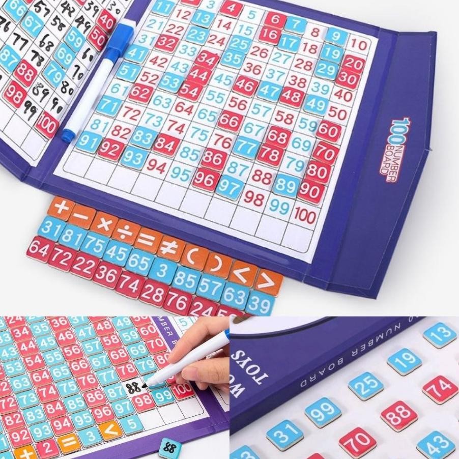 Jual Magnetic Hundred Math Board Game Montess Number Buku Mainan ...