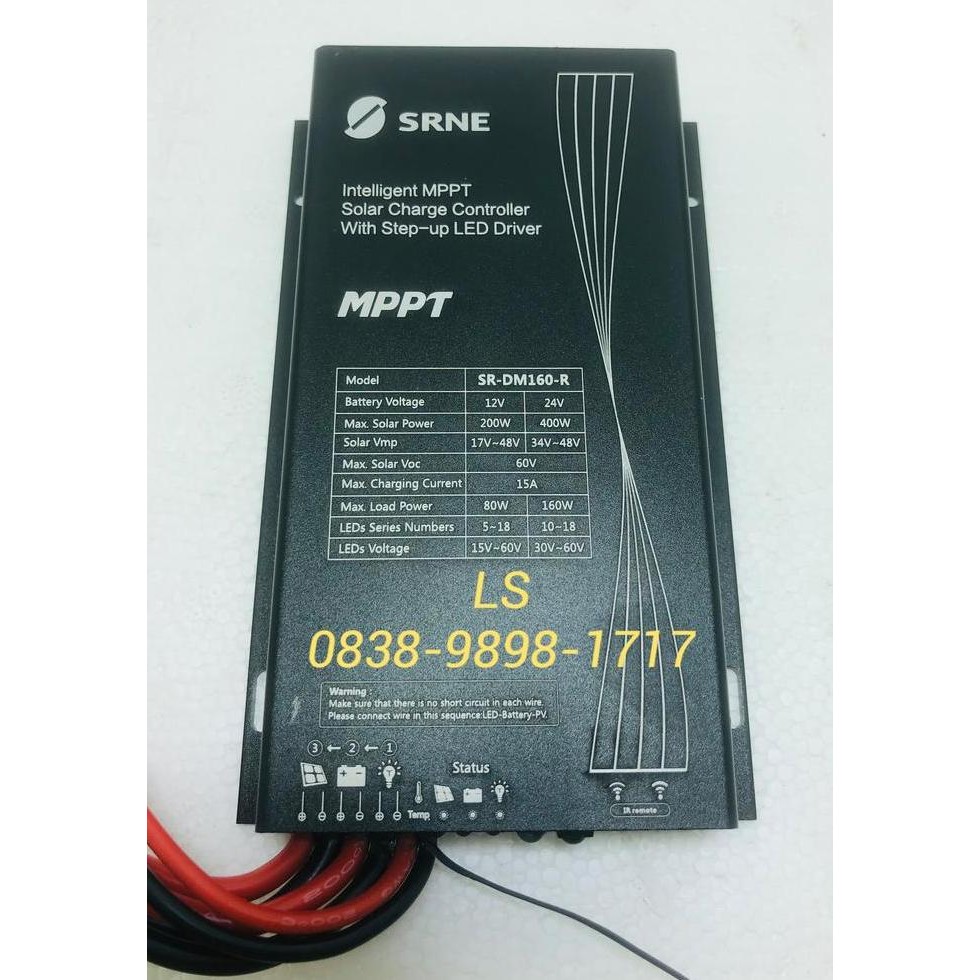 Jual SRNE SR-DM160-R / W 15A MPPT Solar Controller LED Driver (PJU SCC ...