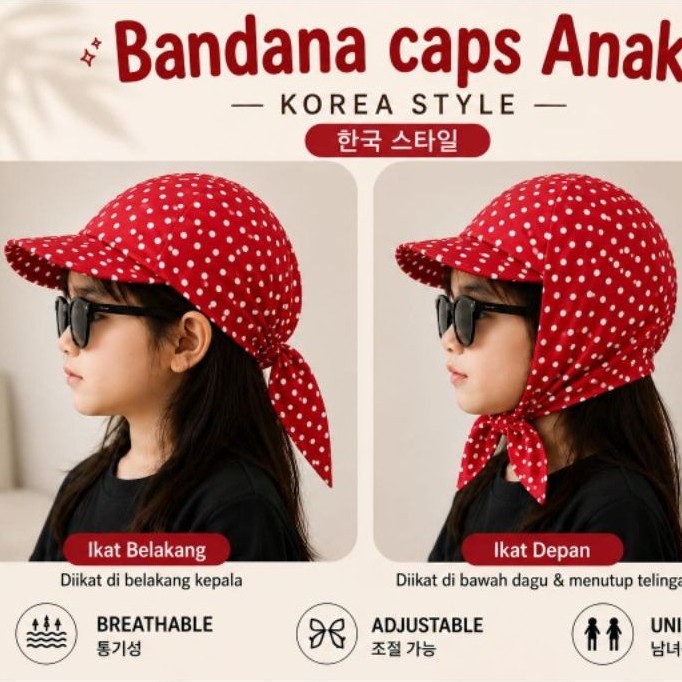 Jual Bandana Caps anak Polkadot 9 warna Korean Style | Shopee Indonesia