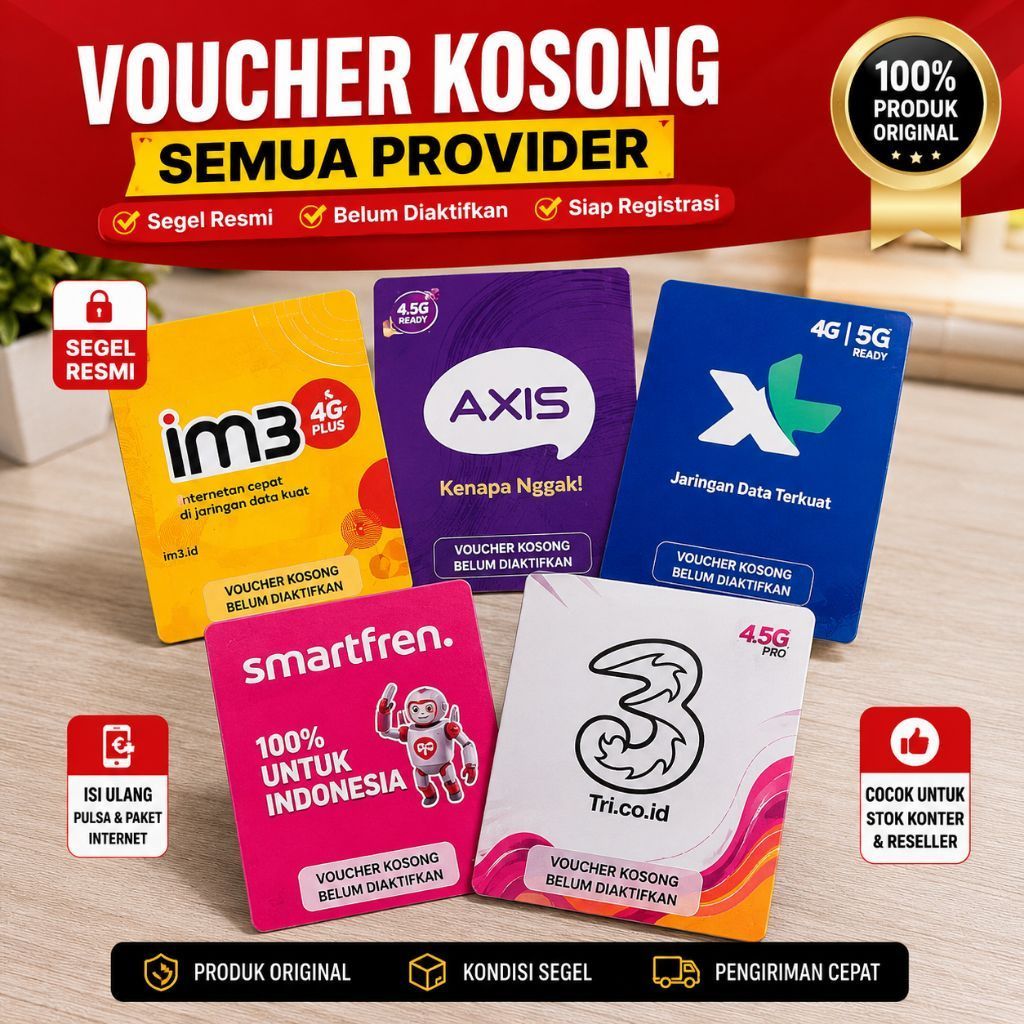 Voucher Kosong Semua Provider Internet Seluler Segel Resmi Belum Diaktifkan