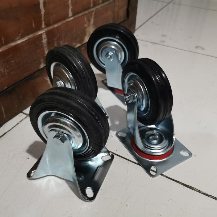 Jual Set Isi 4 Buah Roda Karet Trolley 4
