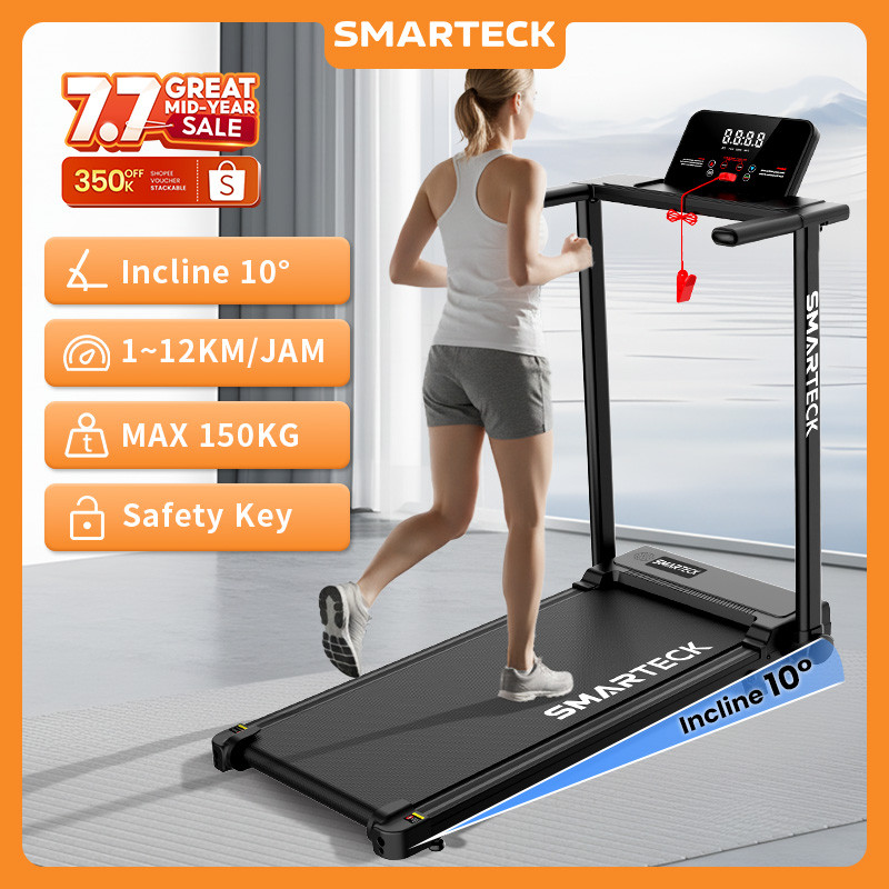Smarteck Listrik Treadmill Incline SMT04 LED Display Lipat Portable Elektrik Motorized Treadmill Multifungsi Walking/Running Pad Low Watt Termurah Alat Olahraga Fitness Gym