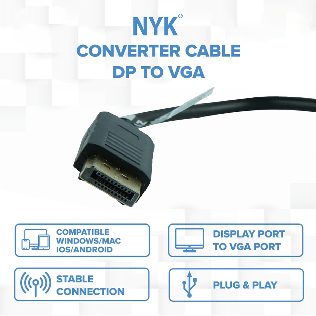 NYK Converter Cable DP to VGA Kabel Display Port COD (3)