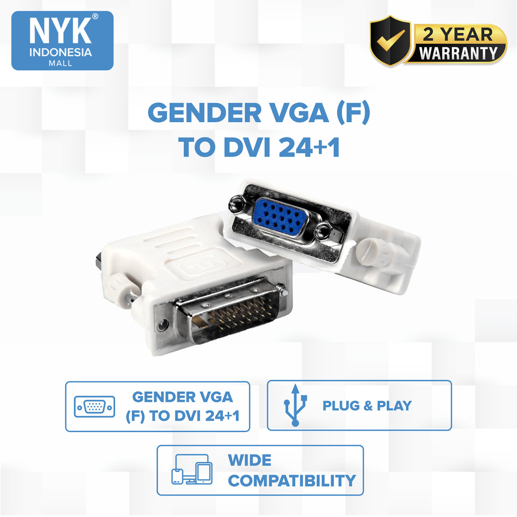 NYK Adapter Converter VGA Female to DVI Male 24+1 COD (5)