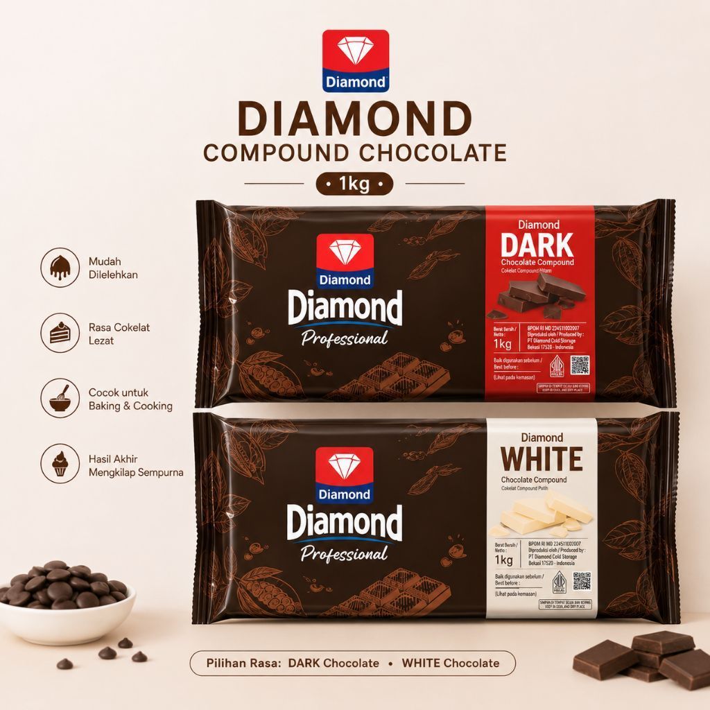 Jual Diamond Professional Compound Chocolate 1kg | Dark & White ...