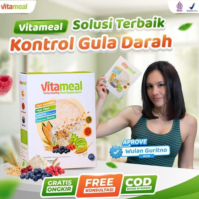 Vitameal Sereal Penurun Gula Darah Tinggi Cegah Diabetes - Sereal Multigrain Oat Stevia Rendah Kalori Rendah Gula Rendah Glikemik Aman untuk Lambung Tanpa Efek Samping Capai Remisi Diabetes Original 200 gram BPOM RI GRATIS ONGKIR